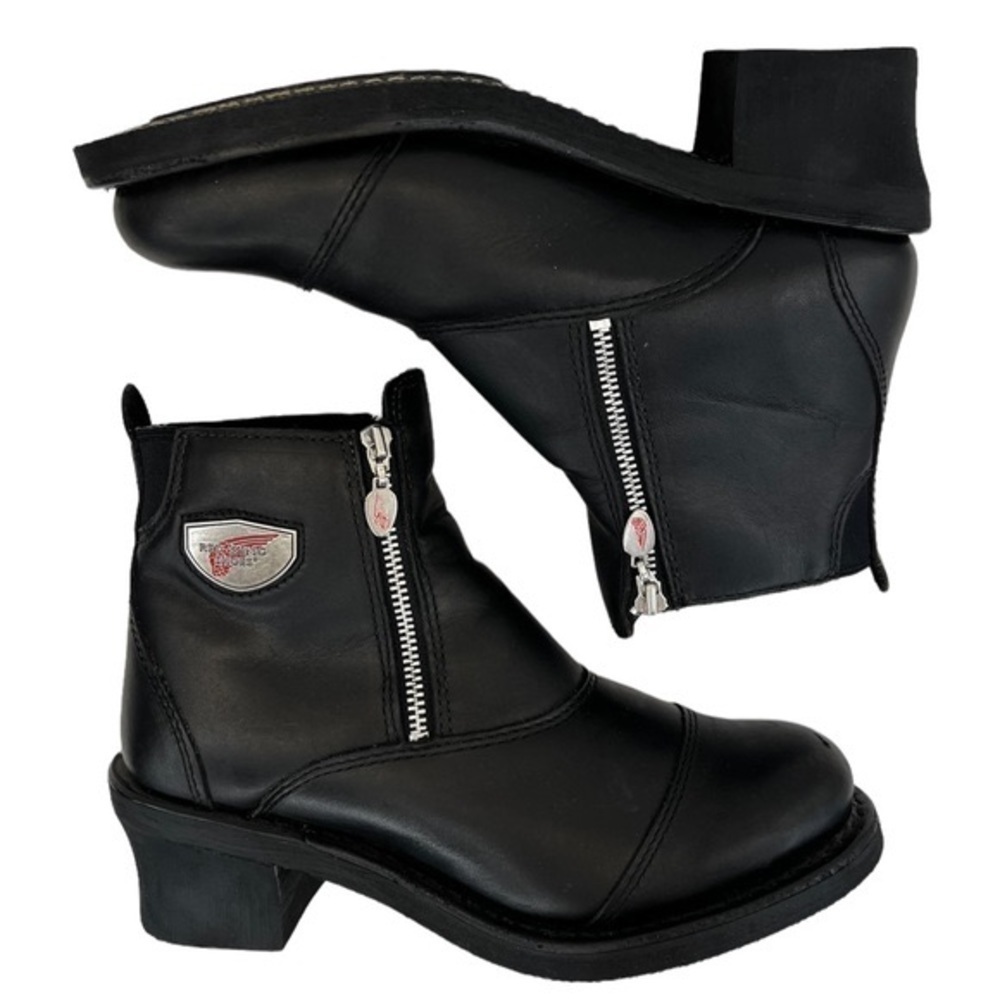Red Wing Women’s Double Zip Black Leather Motorcycle Boots - Picture 2 of 16
